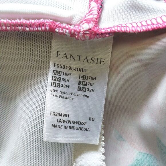 Fantasie Tankini 32H Pink Blue Floral Bra Underwired Ruched Tropical Hawaiian - Picture 10 of 12